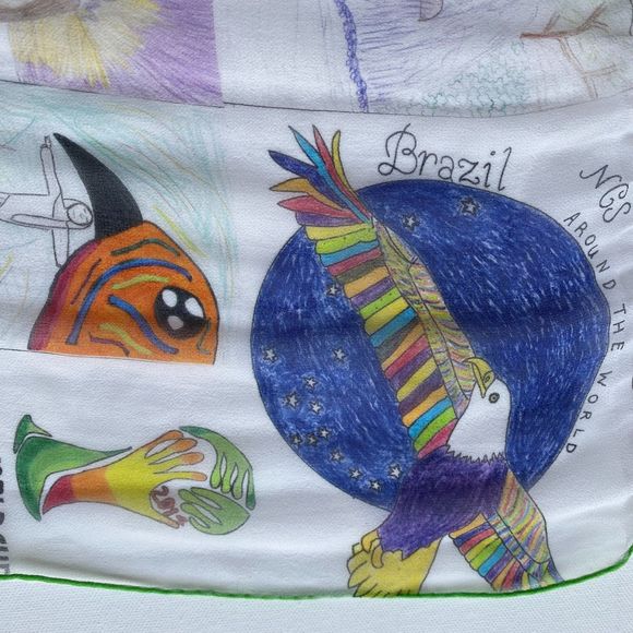 Rare Women's 100% Silk Rectangle Scarf Brazil OS Summer Artsy - Picture 5 of 9
